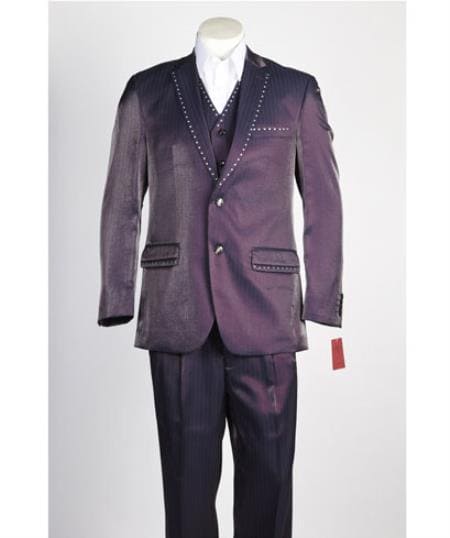 Mens Wine Slim Fit Suit - AlbertoNardoniStore