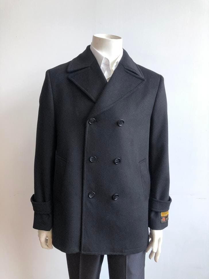 Mens Wool Trench coat - "Black" Color Mens Overcoat - AlbertoNardoniStore