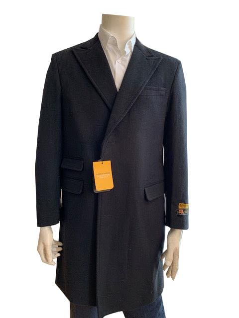 Mens Wool Trench coat - "Black" Color Mens Overcoat - AlbertoNardoniStore
