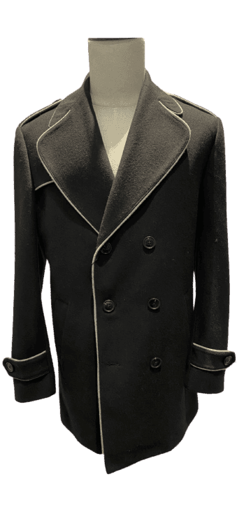 Mens Wool Trench coat - "Black White" Color Mens Overcoat - AlbertoNardoniStore