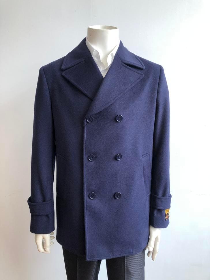 Mens Wool Trench coat - "Blue" Color Mens Overcoat - AlbertoNardoniStore