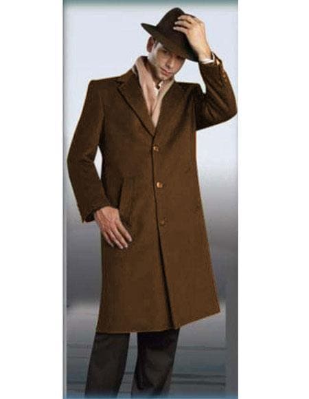 Mens Wool Trench coat - "Brown" Color Mens Overcoat - AlbertoNardoniStore