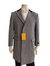 Mens Wool Trench coat - "Grey Check" Color Mens Overcoat - AlbertoNardoniStore