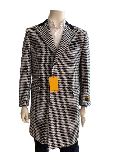 Mens Wool Trench coat - "Grey Check" Color Mens Overcoat - AlbertoNardoniStore