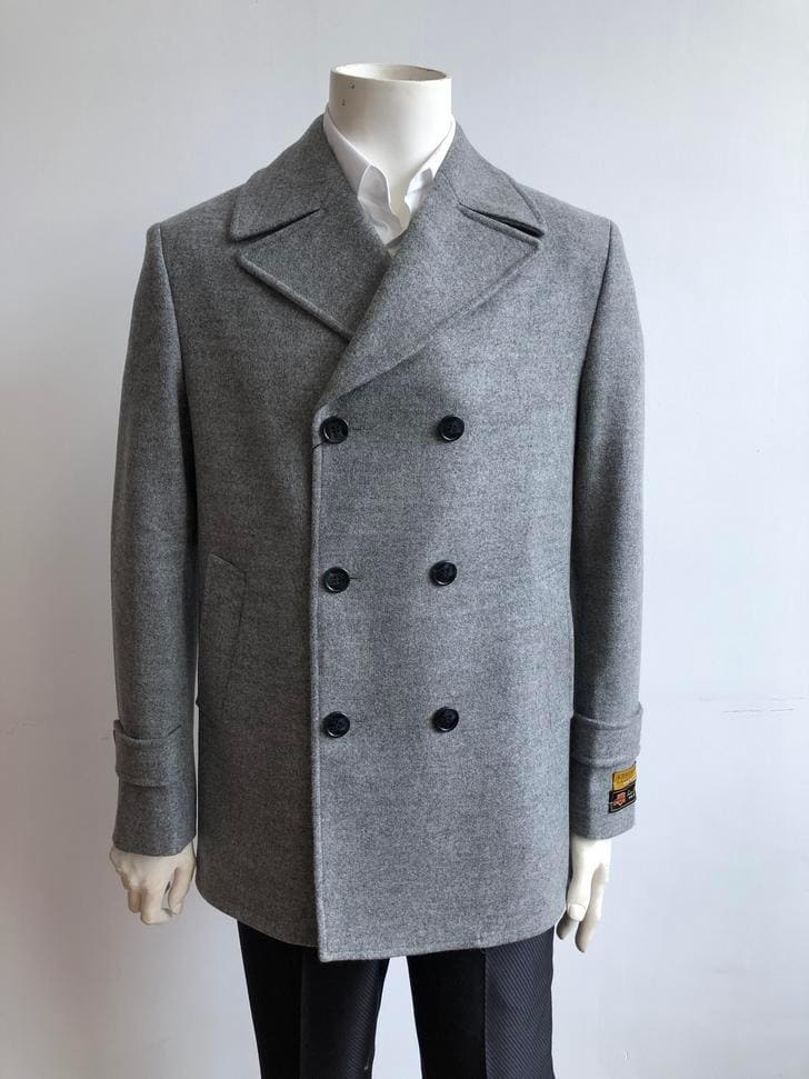 Mens Wool Trench coat - "Grey" Color Mens Overcoat - AlbertoNardoniStore