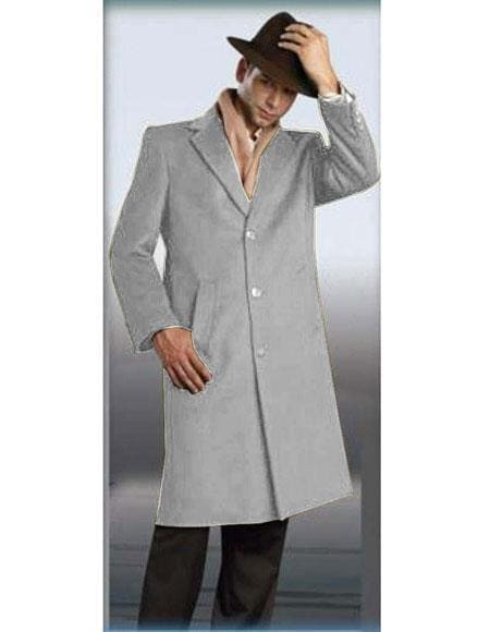 Light Grey Authentic Alberto Nardoni Brand Full Length Coat Long Men's Dress Topcoat - Winter Coat - Wholesale Coat - Wholesale Winter Coats - AlbertoNardoniStore