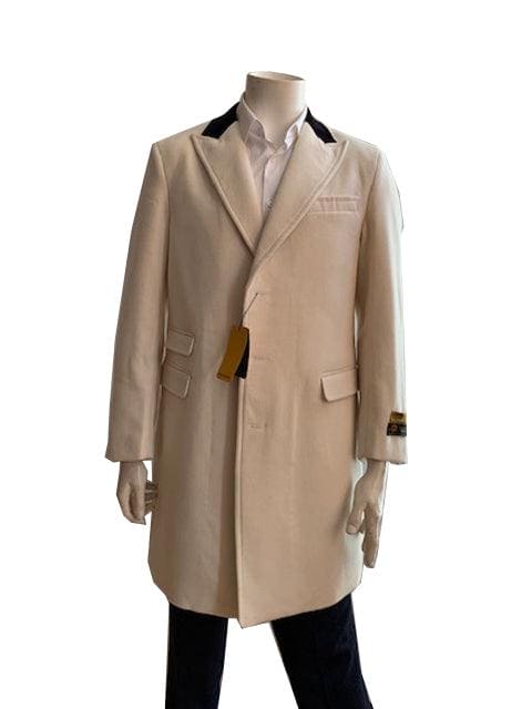 Mens Wool Trench coat - "Off White" Color Mens Overcoat - AlbertoNardoniStore