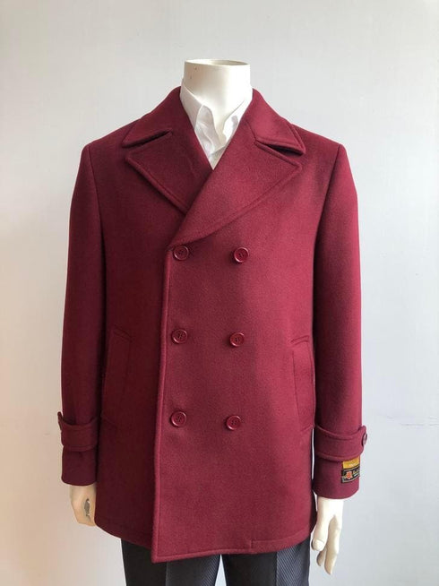 Mens Wool Trench coat - "Red" Color Mens Overcoat - AlbertoNardoniStore