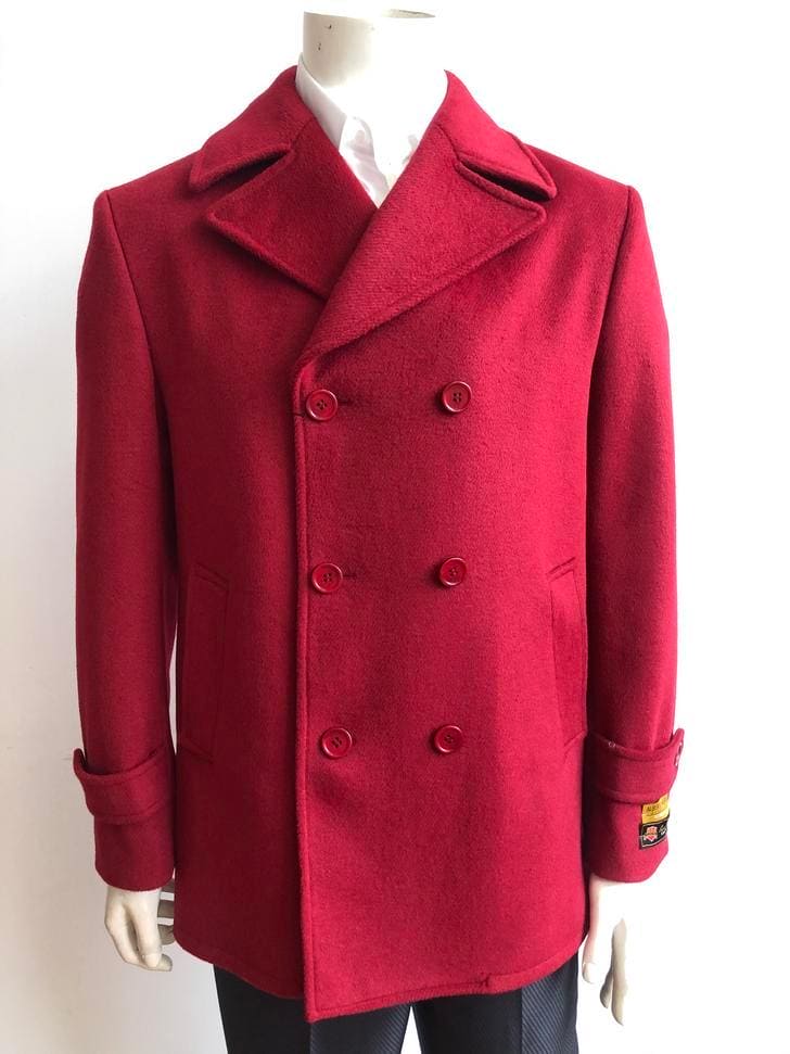 Mens Wool Trench coat - "Red" Color Mens Overcoat - AlbertoNardoniStore