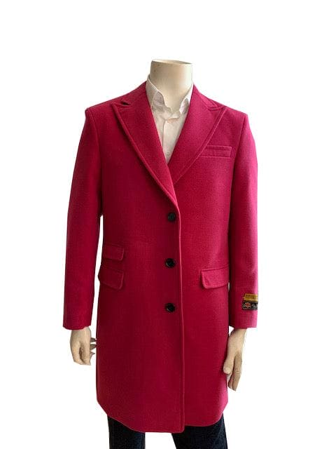 Mens Wool Trench coat - "Red" Color Mens Overcoat - AlbertoNardoniStore
