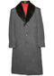 Moscow: MEN'S FUR COLLAR CHARCOAL GREY 3 BUTTON SINGLE BREASTED WOOL FULL LENGTH OVERCOAT - AlbertoNardoniStore