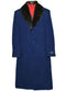 Moscow: MEN'S FUR COLLAR NAVY BLUE 3 BUTTON SINGLE BREASTED WOOL FULL LENGTH OVERCOAT - AlbertoNardoniStore