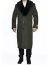 Moscow: MENS FULL LENGTH REMOVABLE FUR COLLAR OLIVE GREEN - MENS TOPCOAT / OVERCOAT - AlbertoNardoniStore