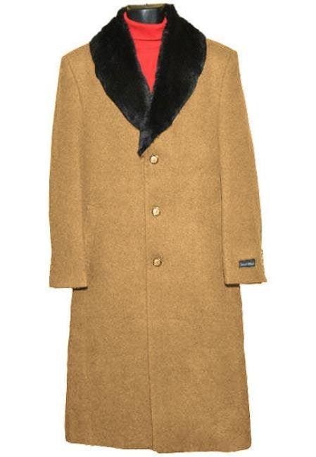 Moscow: MENS FUR COLLAR CAMEL WOOL OVERCOAT FULL LENGTH - MENS TOPCOAT - AlbertoNardoniStore