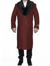 Moscow: MENS RED REMOVABLE FUR COLLAR FULL LENGTH TOP COAT / OVERCOAT - AlbertoNardoniStore