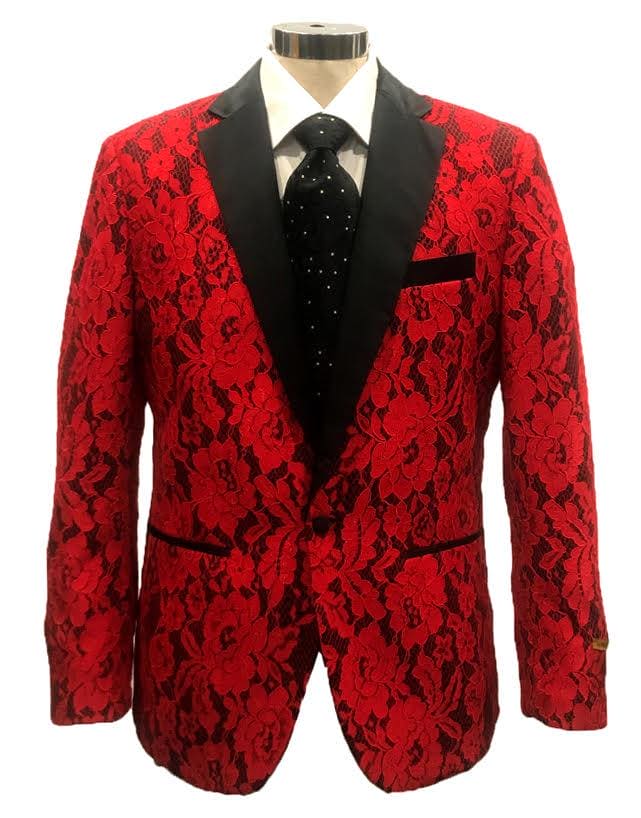 N-115 Red/Blk - Mens Wholesale Blazers - AlbertoNardoniStore