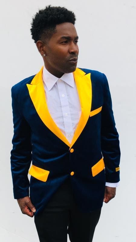 Navy Blue And Gold Tuxedo - AlbertoNardoniStore