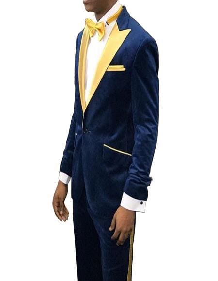 Navy Blue And Gold Tuxedo - AlbertoNardoniStore