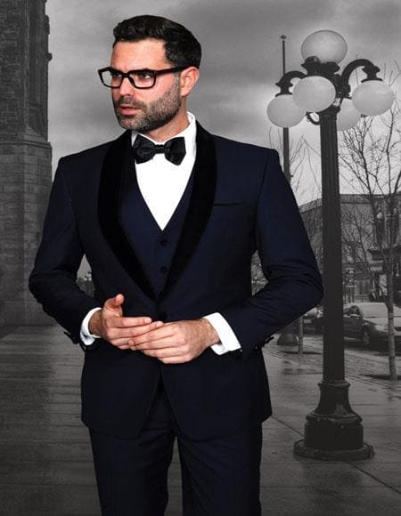 Navy Blue Prom Suit - AlbertoNardoniStore