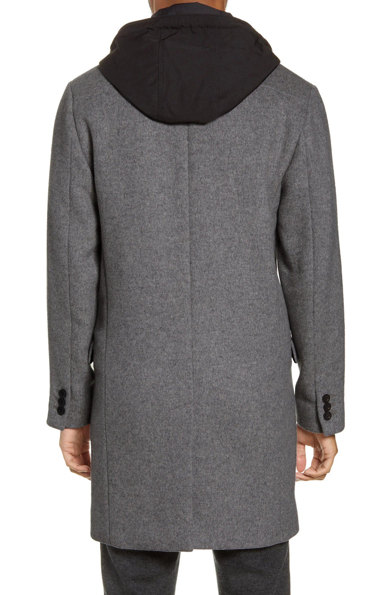 Notch Lapel Hidden Buttons 33 Inch Coat - AlbertoNardoniStore