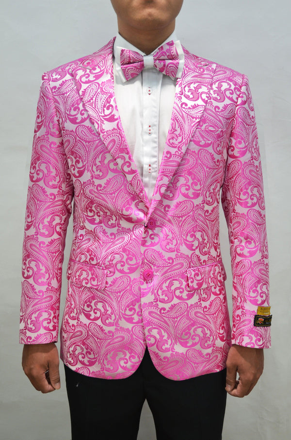 Paisley-100 Fuschia - Mens Wholesale Blazers - AlbertoNardoniStore