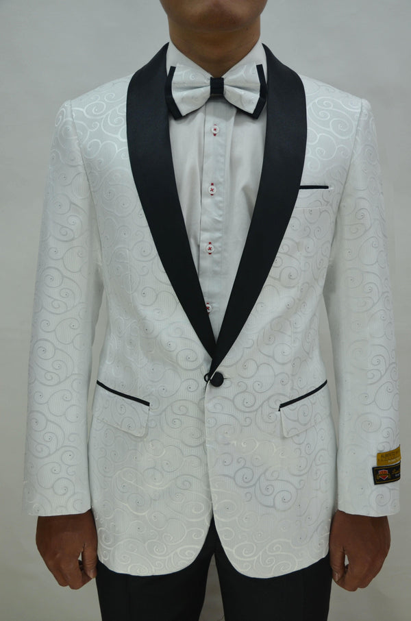 Paisley-300 White/Black - Mens Wholesale Blazers - AlbertoNardoniStore