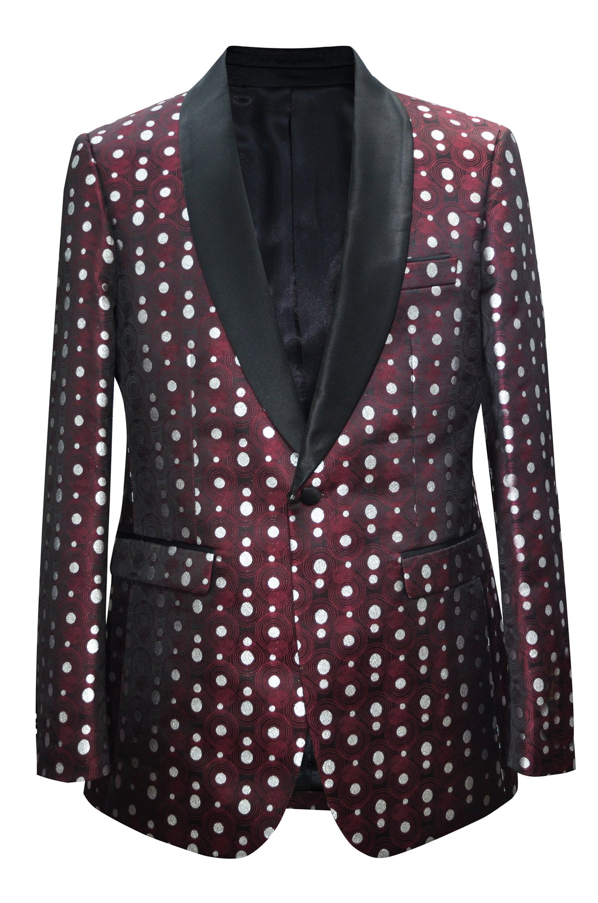 Men's Dark Burgundy and White Pinstripe Two Button Blazer main image 0