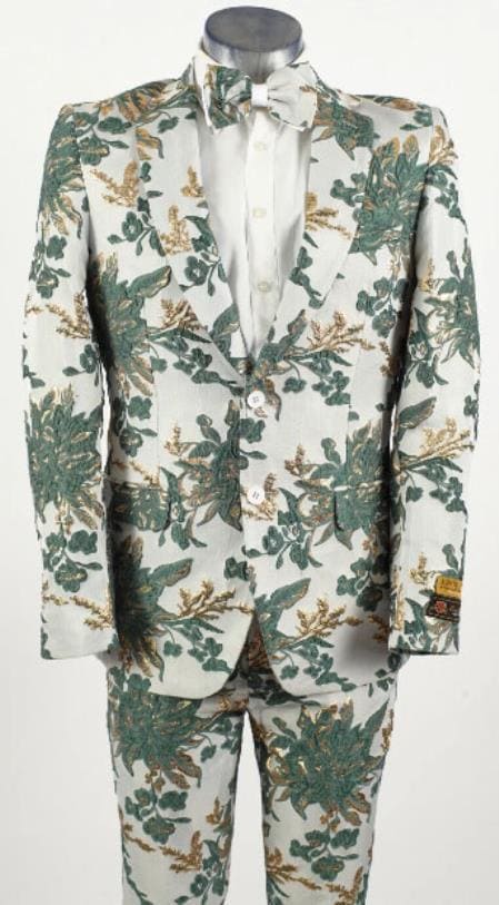 Paisley Suit - Paisley Tuxedo - Floral Suit - Flower Suit - Green - AlbertoNardoniStore