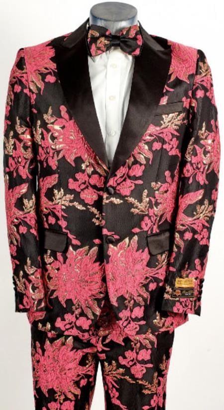 Paisley Suit - Paisley Tuxedo - Floral Suit - Flower Suit - Pink - AlbertoNardoniStore