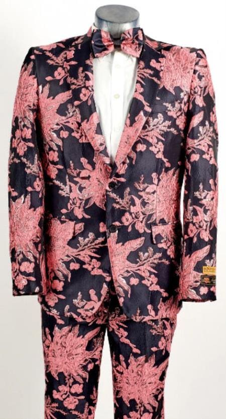 Paisley Suit - Paisley Tuxedo - Floral Suit - Flower Suit - Pink - AlbertoNardoniStore