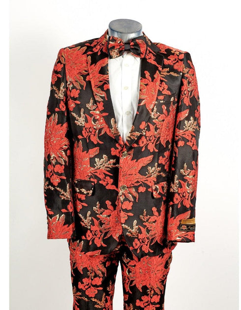 Paisley Suit - Paisley Tuxedo - Floral Suit - Flower Suit - Red Black - AlbertoNardoniStore