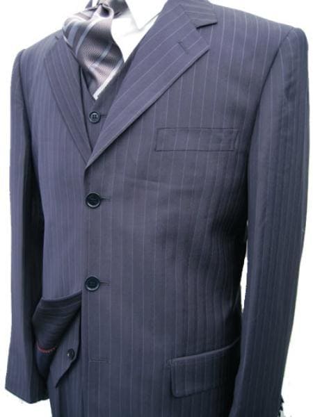 Plus Size Mens Suits - Plus Size Business Suits Navy.Pinstripe - AlbertoNardoniStore