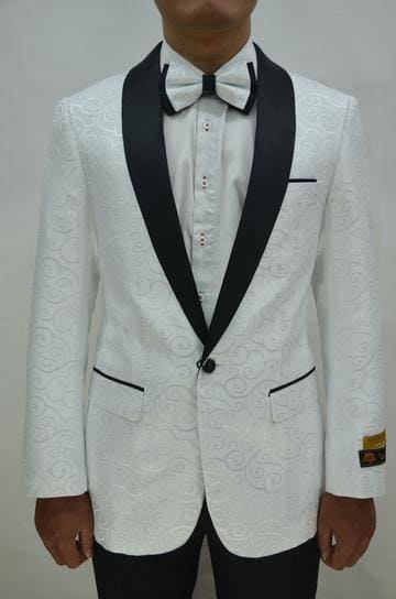Prom Tuxedo For Men - Vegas White/ Black - AlbertoNardoniStore