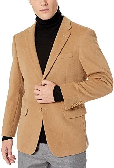 Prontomoda Men's Sport Coat, 2 Buttons, Cashmere Wool, Colors - Camel - AlbertoNardoniStore