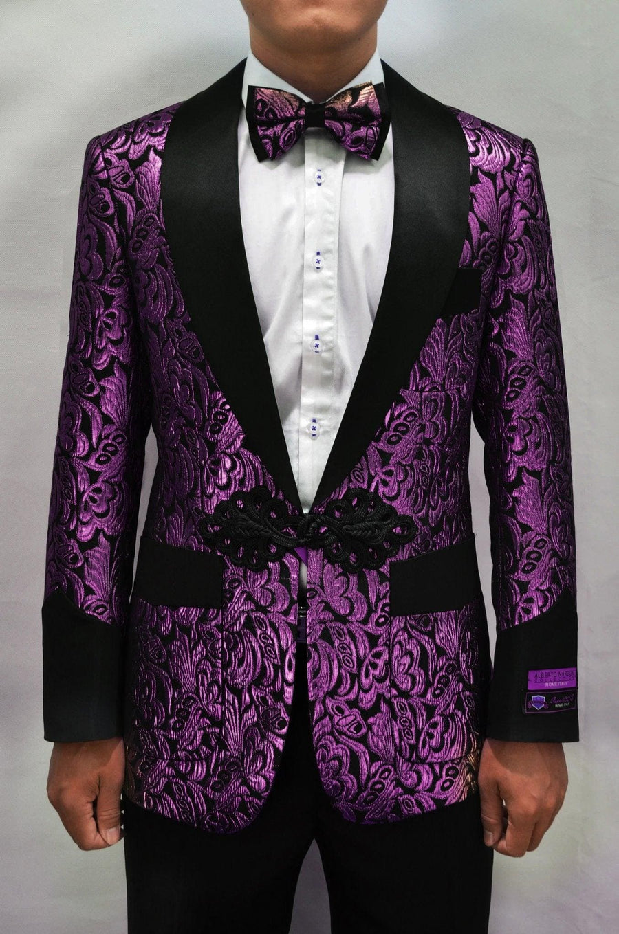 Purple Tuxedo - Purple Blazer - Paisley Dinner Jacket + Matching Bowtie - AlbertoNardoniStore