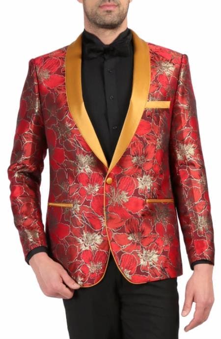 Red and Gold Suit - Red and Gold Tuxedo (including Black Pants ) - AlbertoNardoniStore