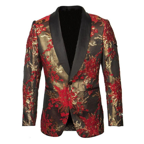 Red and Gold Suit - Red and Gold Tuxedo (including Black Pants ) - AlbertoNardoniStore