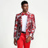 Red Floral Tuxedo Jacket Slim Fit - AlbertoNardoniStore