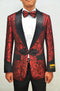 Red Paisley Tuxedo Jacket With Matching Bowtie - AlbertoNardoniStore