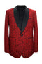 Red Paisley Tuxedo Jacket With Matching Bowtie - AlbertoNardoniStore