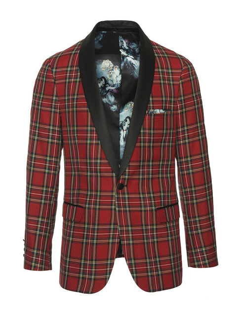 Red Plaid Tuxedo Jacket - AlbertoNardoniStore