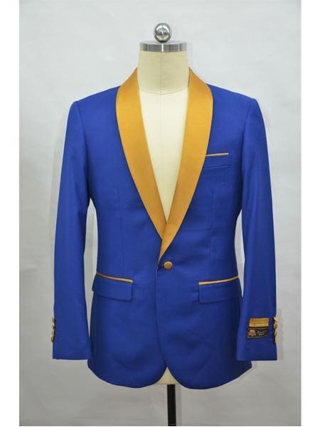 Royal Blue and Gold Tuxedo - AlbertoNardoniStore