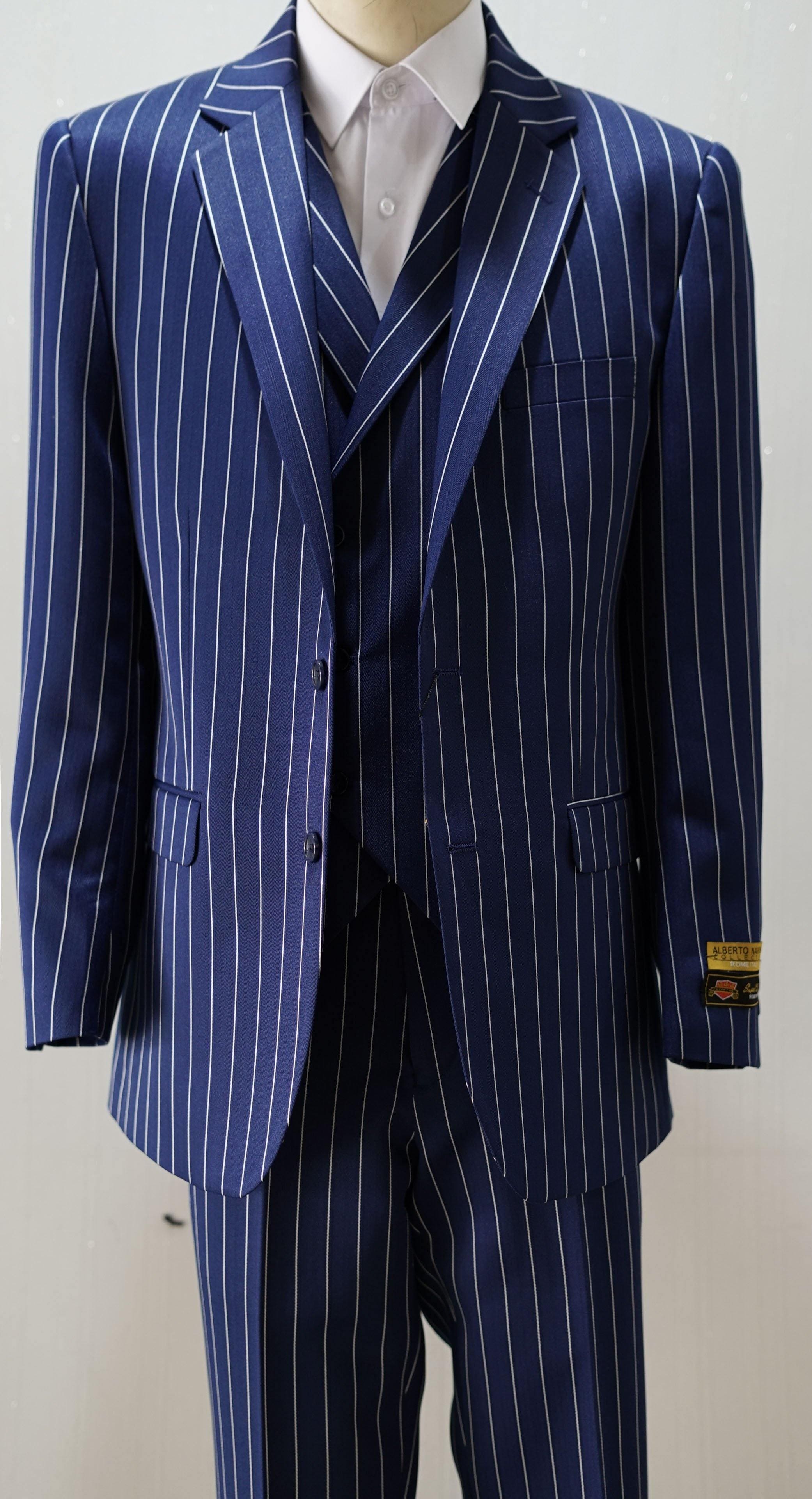Royal Blue Pinstripe Suit Alberto Nardoni — free download