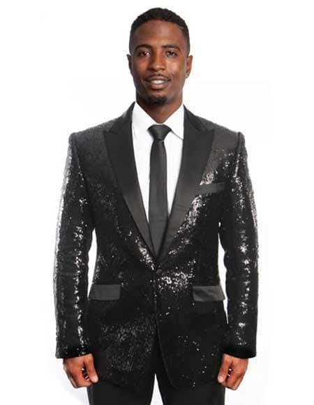 Sequin Blazer- Black Lapel - AlbertoNardoniStore