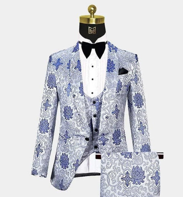 Silver And Blue Tuxedo - AlbertoNardoniStore