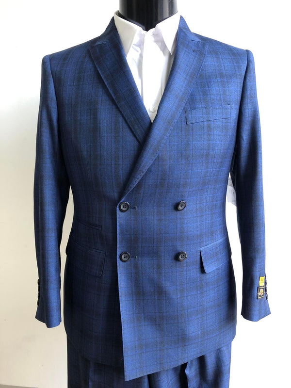 Slim Fit Prom Suits - DB-Slim Indigo Plaid - AlbertoNardoniStore