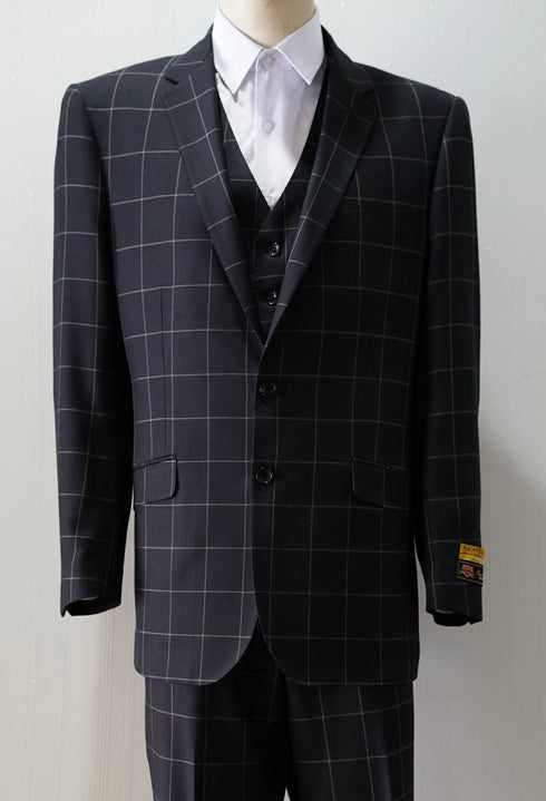 Slim Fit Prom Suits - Tailored Black/Plaid - AlbertoNardoniStore