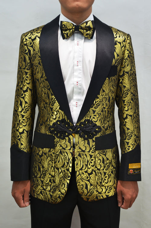 Smoking-2 Black and Gold Prom Suit - AlbertoNardoniStore