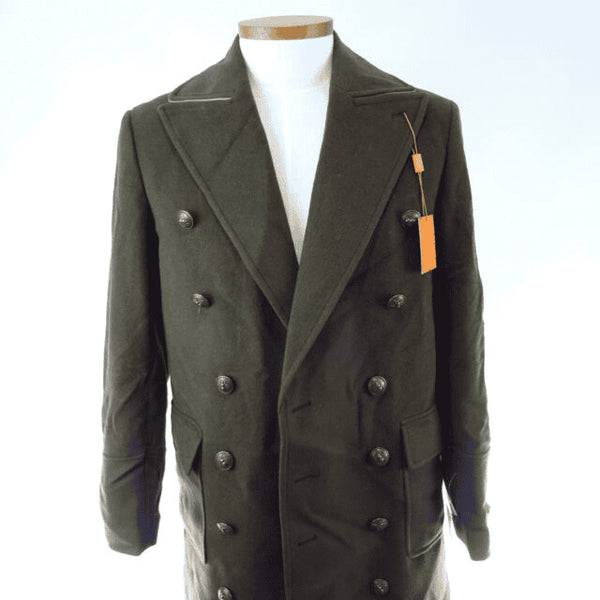 Solid Military Wool Blend Overcoat - AlbertoNardoniStore