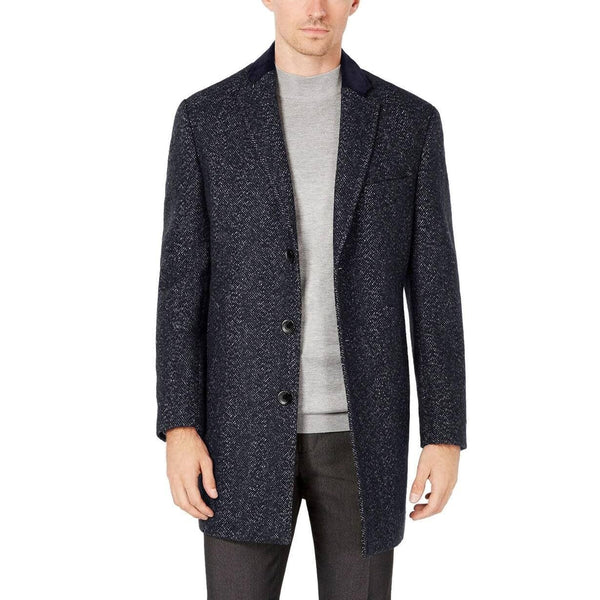 Tallia Mens Big & Tall Slim-Fit Herringbone Overcoat 4XLT Grey - AlbertoNardoniStore